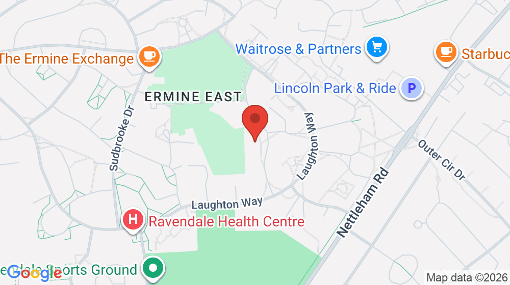 Map showing the location of Ermine Primary Academy