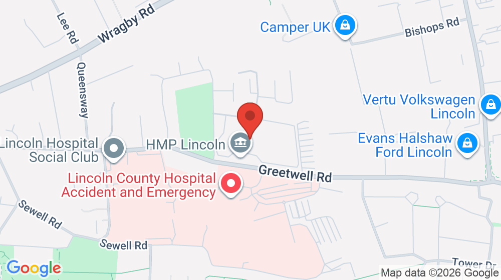 Map showing the location of HMP LINCOLN