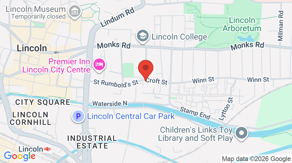 Map showing the location of Lincoln Baptist Church