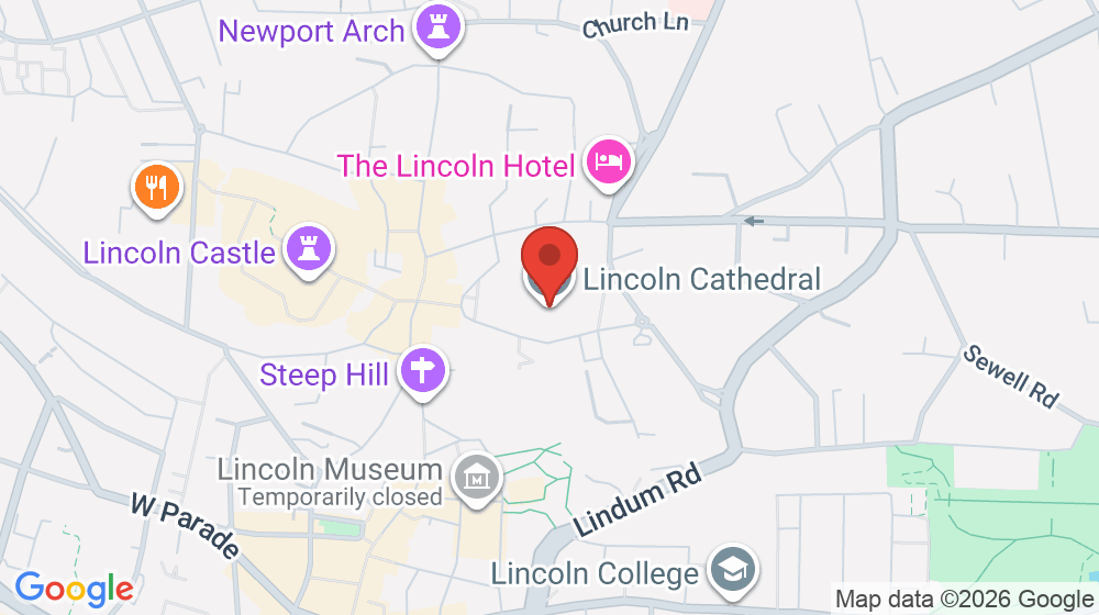 Map showing the location of Lincoln Cathedral