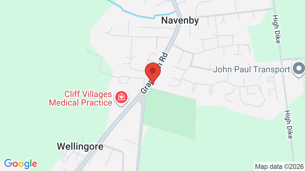 Map showing the location of NAVENBY CLIFF VILLAGES SURGERY