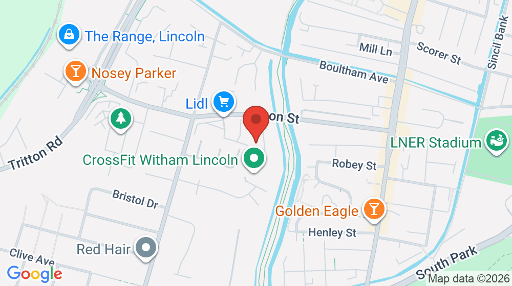 Map showing the location of RCCG Victory Centre Lincoln