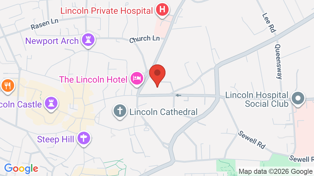 Map showing the location of St Peter in Eastgate, Lincoln