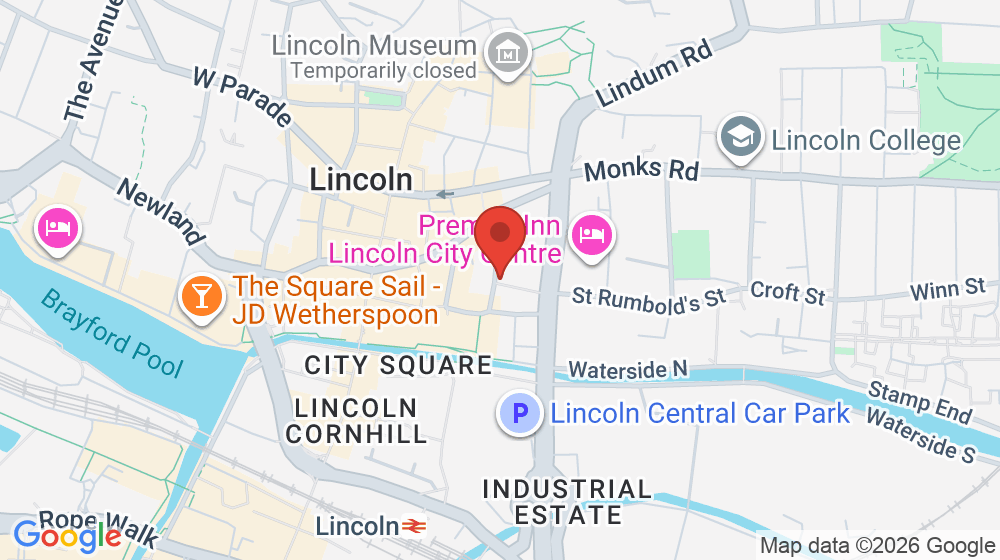 Map showing the location of St. Swithin's Lincoln