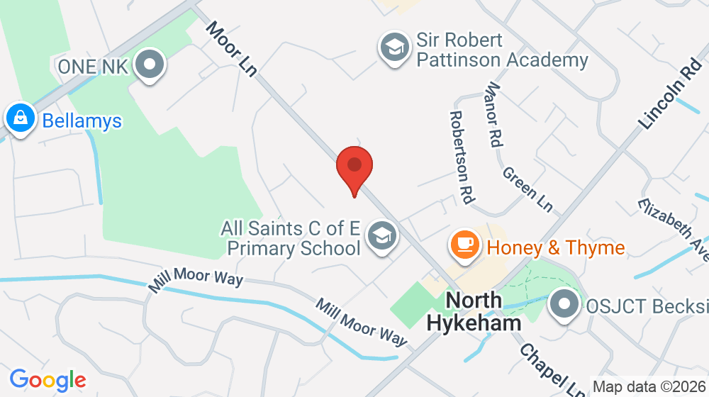 Map showing the location of The North Hykeham All Saints Church of England Primary School
