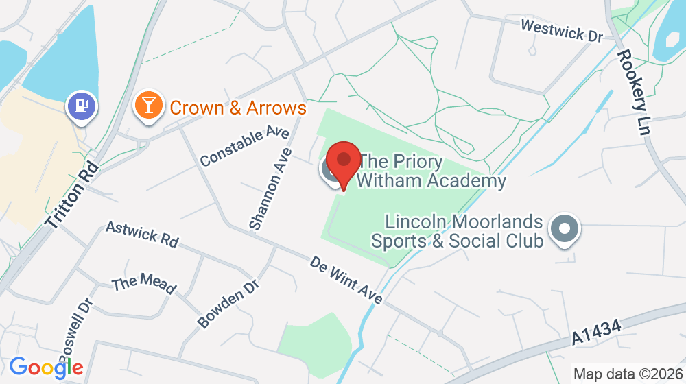 Map showing the location of The Priory Witham Academy