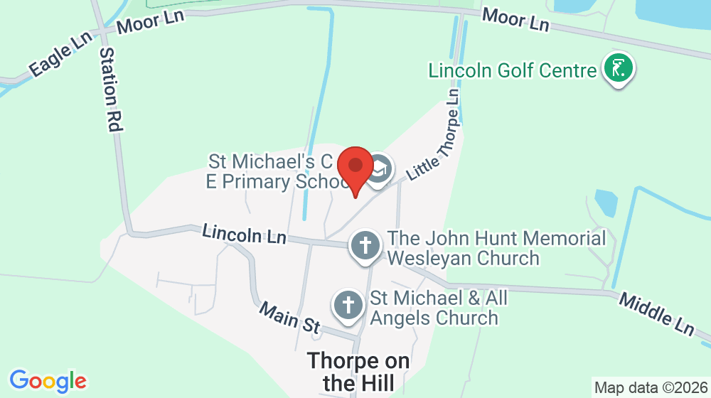 Map showing the location of The St Michael's Church of England Primary School, Thorpe on the Hill
