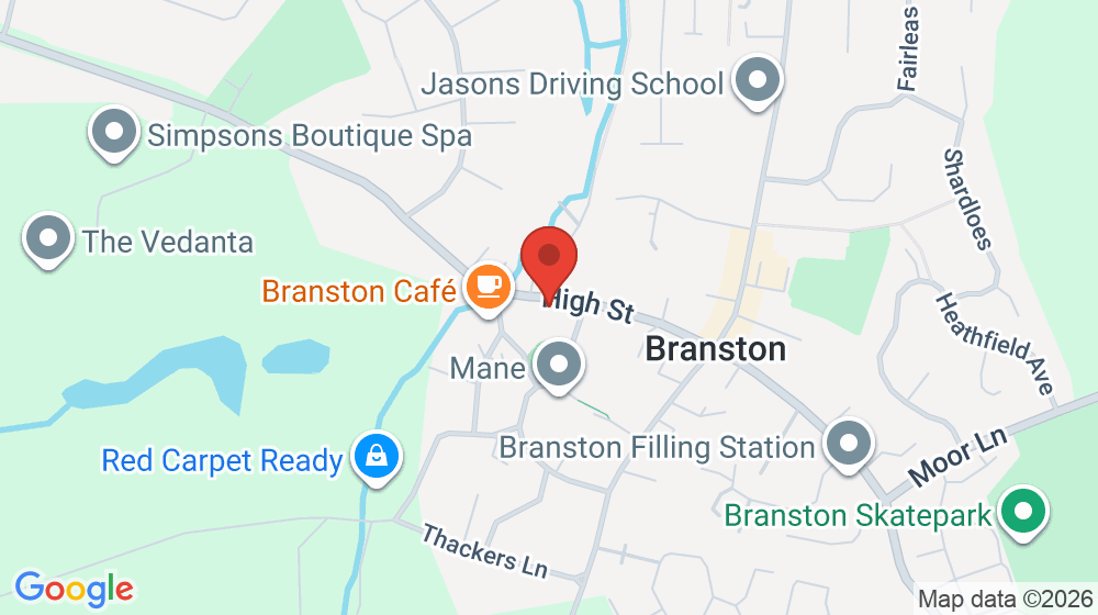 Map showing the location of Branston Home Guard Club