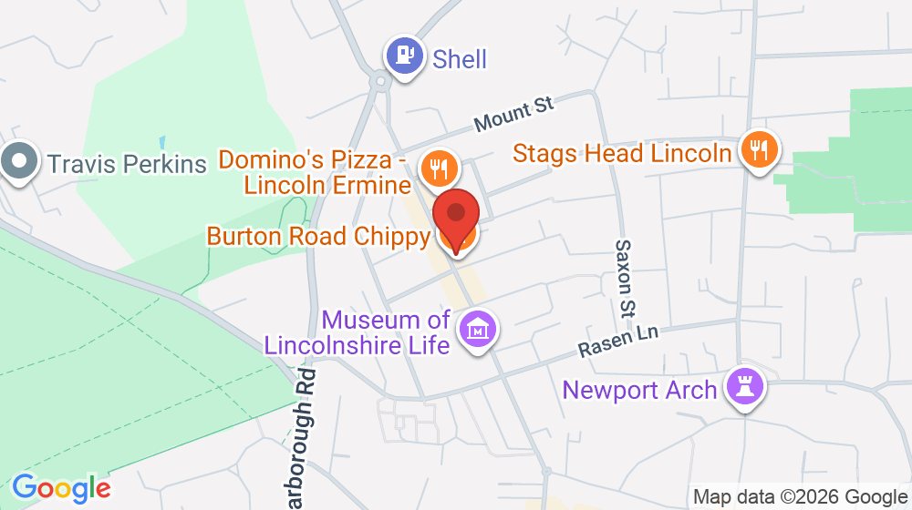 Map showing the location of Burton Pizza House
