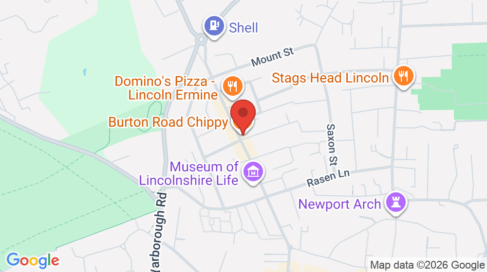 Map showing the location of Burton Road Chippy
