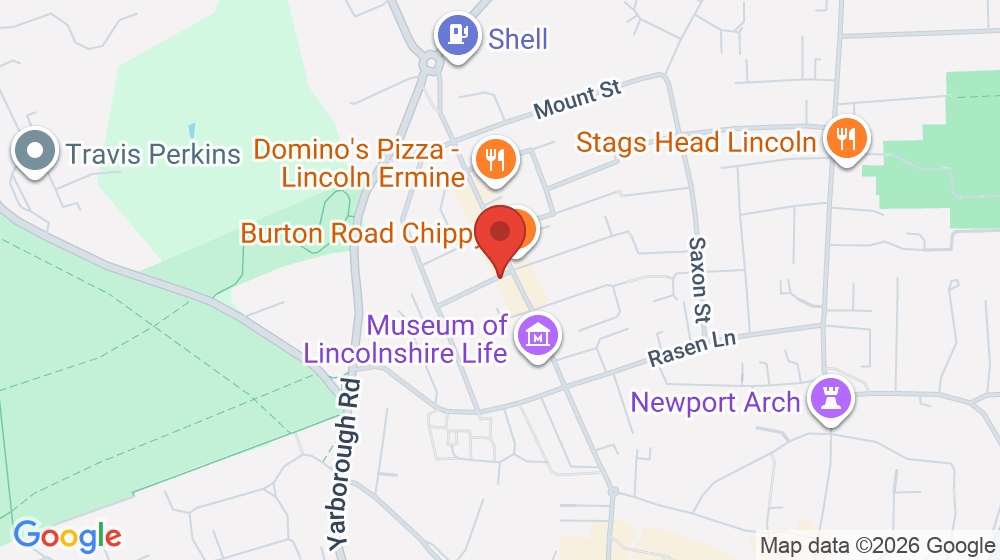 Map showing the location of Burton Road Post Office