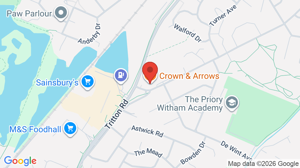 Map showing the location of Crown & Arrows