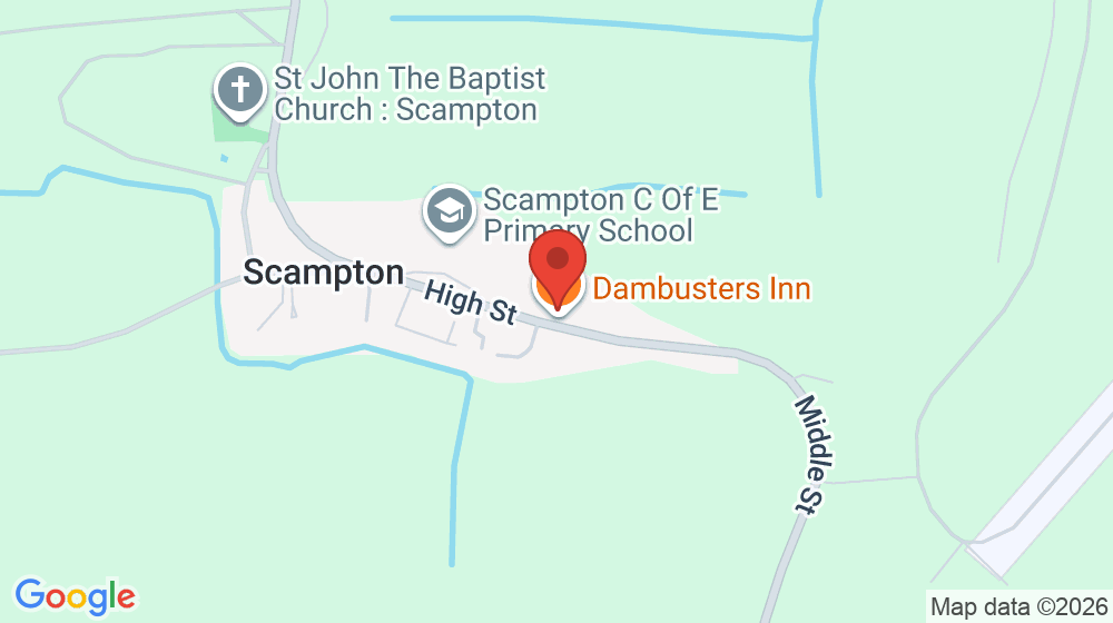 Map showing the location of Dambusters Inn