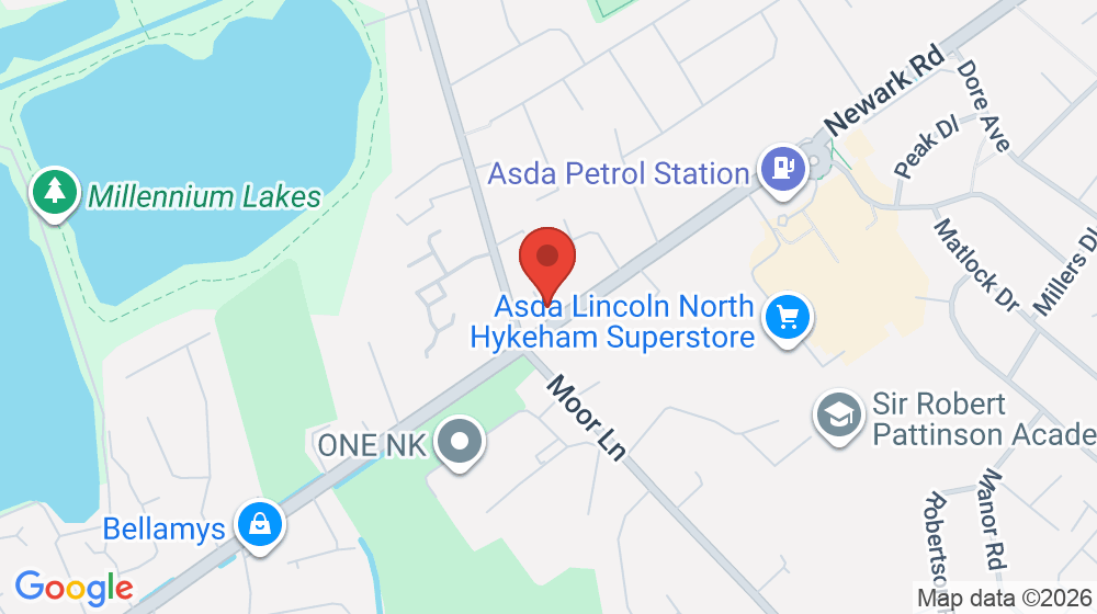 Map showing the location of Hykeham Kebab House
