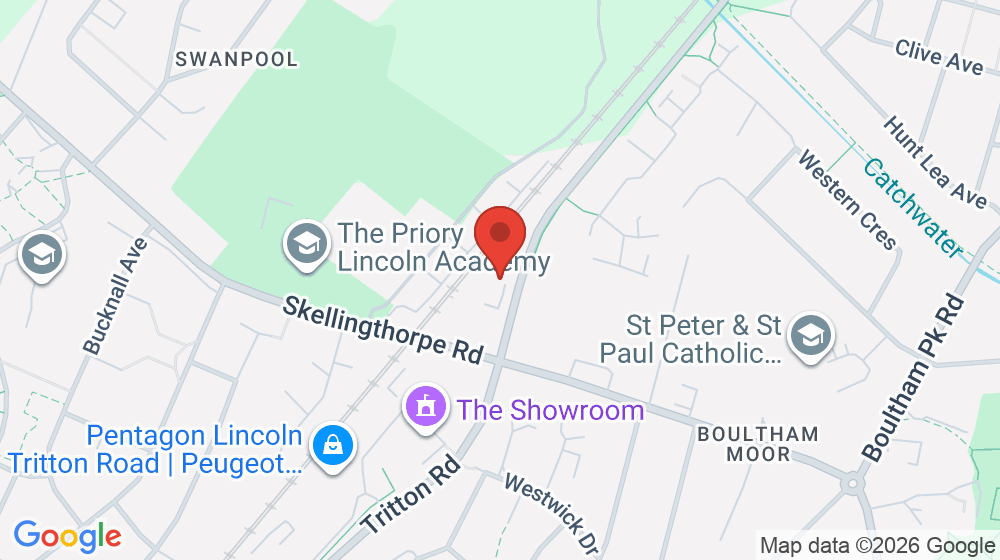 Map showing the location of Lincolnshire Co-op Tritton Road Funeral Home