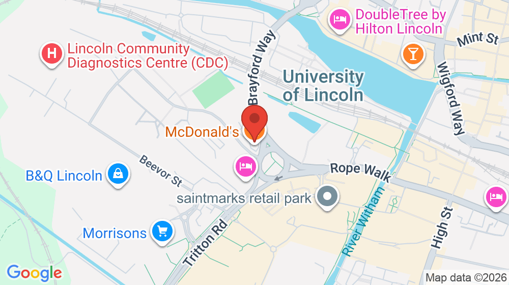Map showing the location of McDonald's