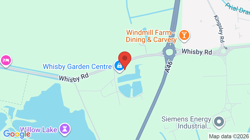 Map showing the location of Whisby Garden Centre
